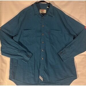 Levi's Red Tab Men's XL Long Sleeve Shirt Blue Denim Metal Buttons Vintage